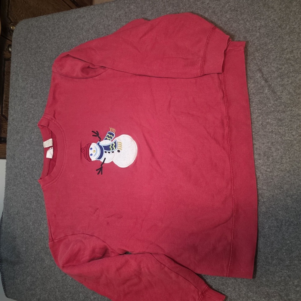 Cherokee Crewneck Pullover Sweatshirt Holiday Snowman Large C2